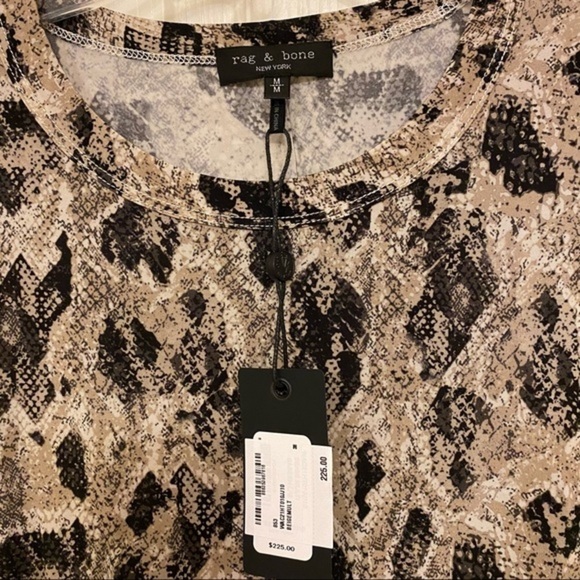 RAG & BONE Sabeen Print Long Sleeve T-Shirt in Beige multi Size M - Picture 12 of 13